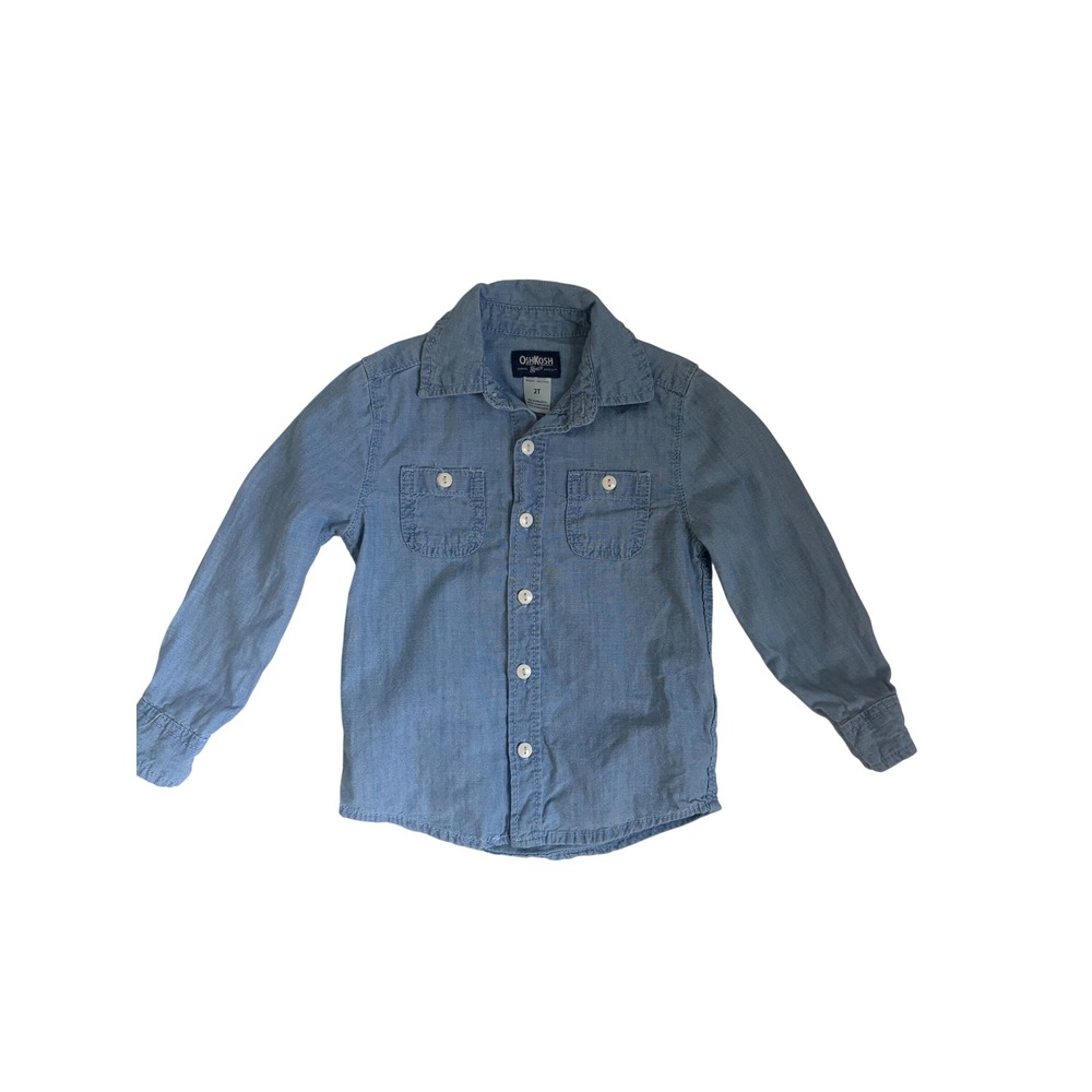 OshKosh B'gosh Boys 2T Blue Chambray Long Sleeve Button Down Shirt